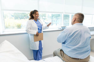 A male patient with obesity seeks consultation from his female internal medicine doctor regarding treatment options for his condition.